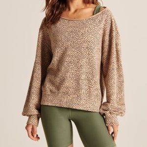 ✨ A&F Leopard Terry Boatneck Crew Sweatshirt